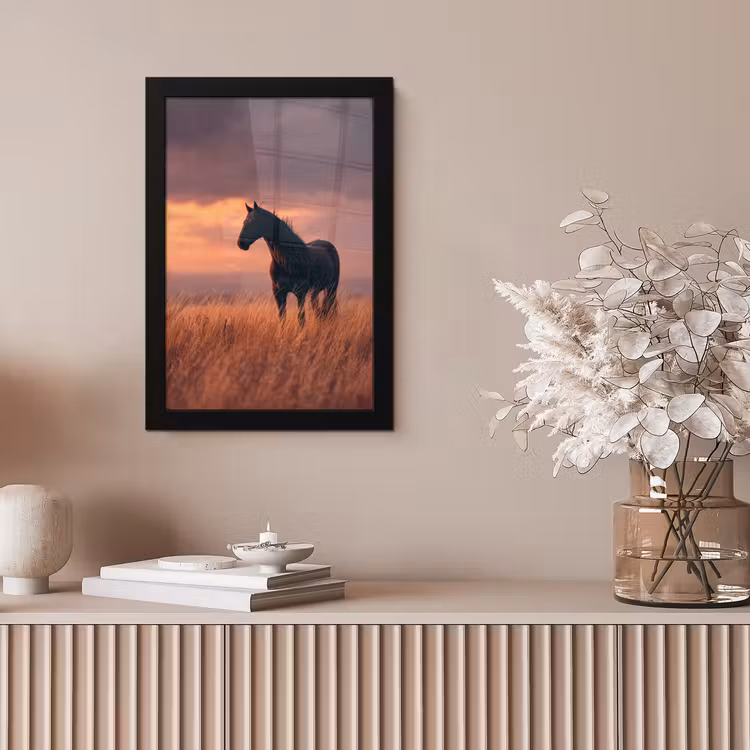 Paard - Wolken - Open veld fotolijst zwart zonder passe partout klein -sfeer5