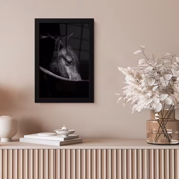 Paarden - Portret - Zwart - Dieren fotolijst zwart zonder passe partout klein -sfeer5