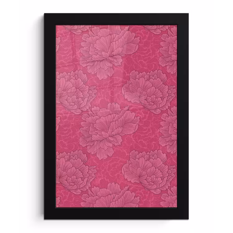 Pioenrozen - Energiek - Roze fotolijst zwart zonder passe partout klein 224 -3d