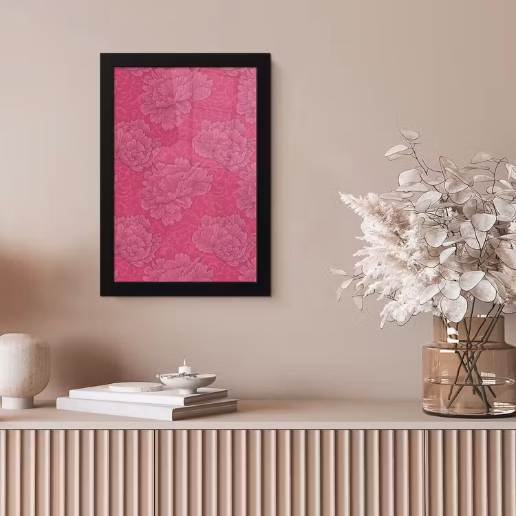 Pioenrozen - Energiek - Roze fotolijst zwart zonder passe partout klein 224 -sfeer5