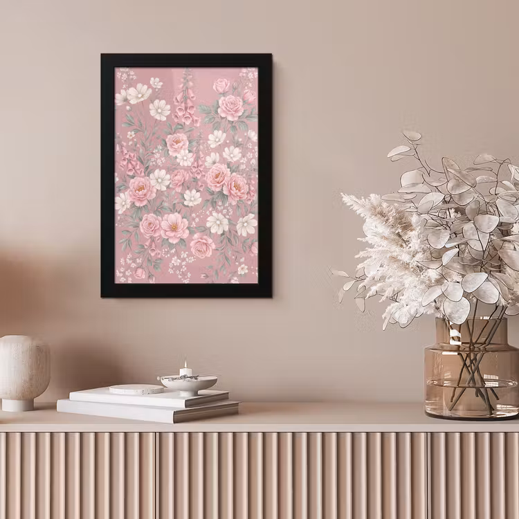 Pioenrozen - Vingerhoedskruid - Pink fotolijst zwart zonder passe partout klein -sfeer5