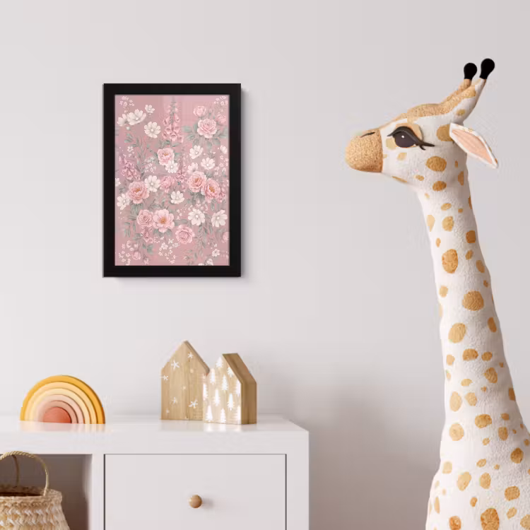 Pioenrozen - Vingerhoedskruid - Pink fotolijst zwart zonder passe partout klein -usfeer4_kinderkamer
