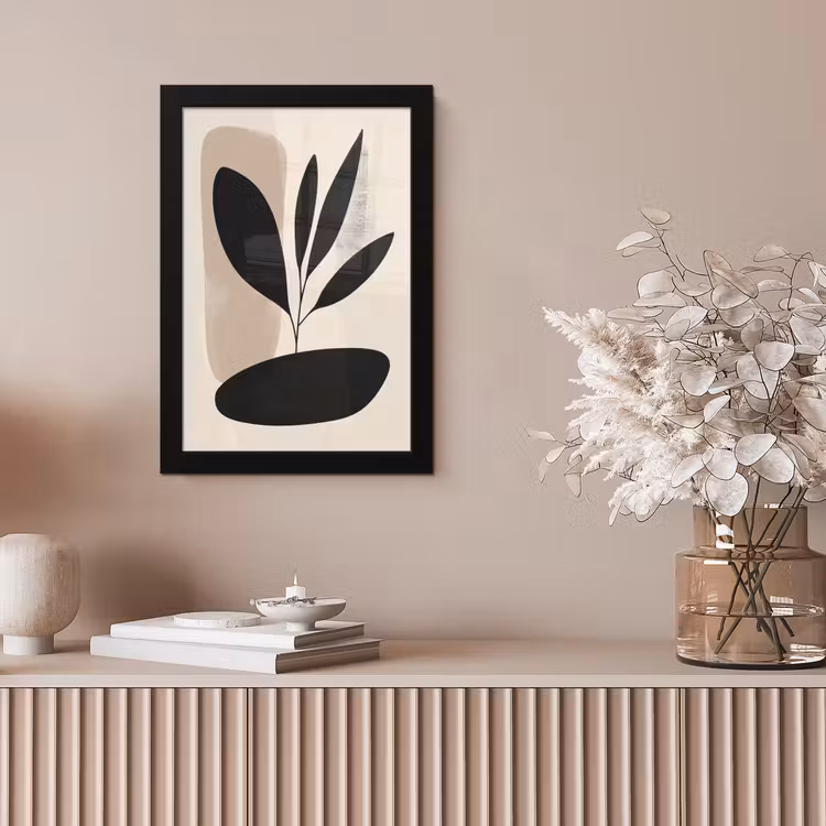 Plant - Beige - Japandi fotolijst zwart zonder passe partout klein -sfeer5