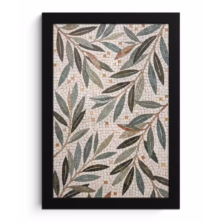Plant - Blad - Mozaïek - Groen fotolijst zwart zonder passe partout klein -3d