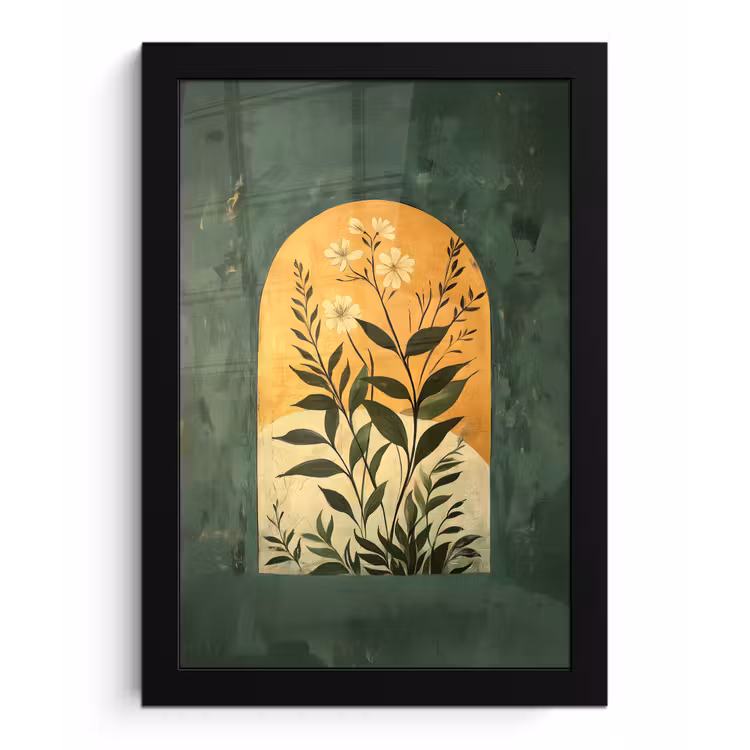 Plant - Bloemen - Wit fotolijst zwart zonder passe partout klein -3d