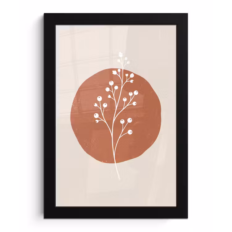 Plant - Tak - Abstract - Modern - Wit fotolijst zwart zonder passe partout klein -3d