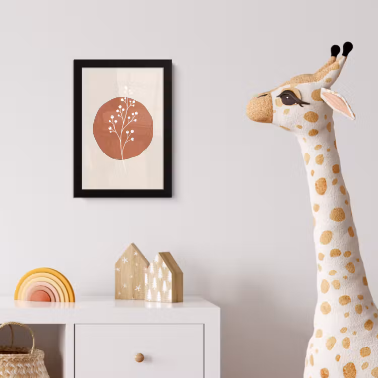 Plant - Tak - Abstract - Modern - Wit fotolijst zwart zonder passe partout klein -usfeer4_kinderkamer