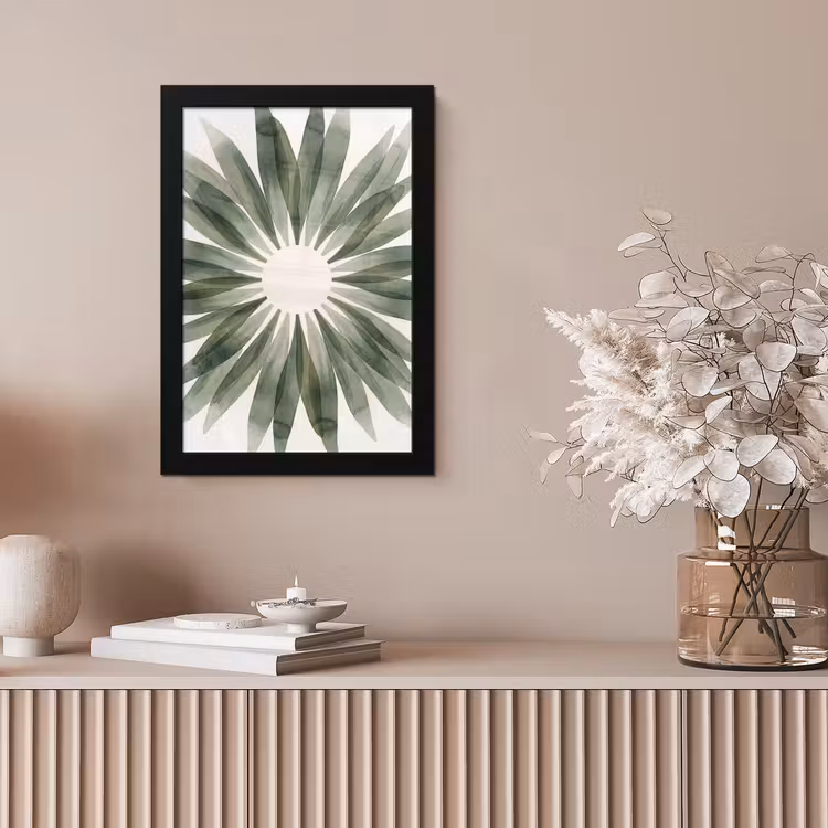 Planten - Abstract - Waterverf - Groen - Natuur fotolijst zwart zonder passe partout klein -sfeer5