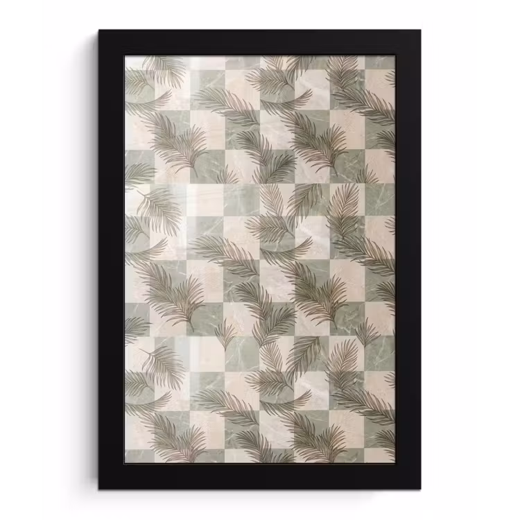 Planten - Bladeren - Marmer - Modern - Groen fotolijst zwart zonder passe partout klein -3d