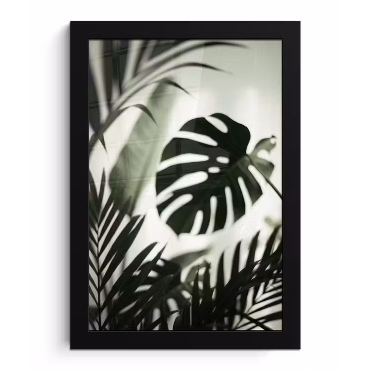 Planten - Bladeren - Natuur - Minimalistisch - Groen fotolijst zwart zonder passe partout klein -3d