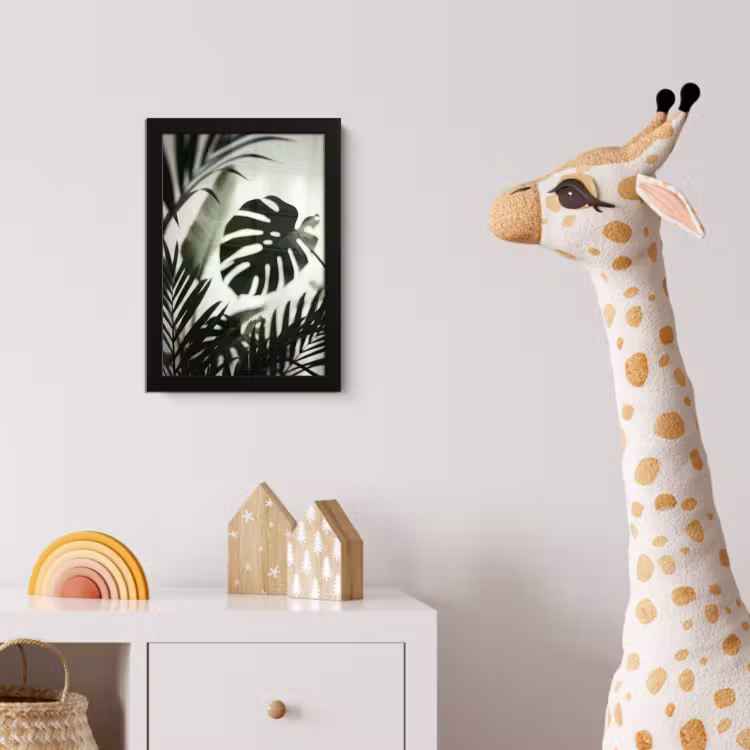 Planten - Bladeren - Natuur - Minimalistisch - Groen fotolijst zwart zonder passe partout klein -usfeer4_kinderkamer