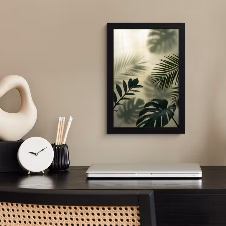 Planten - Bladeren - Schaduwen - Groen - Modern fotolijst zwart zonder passe partout klein -sfeer1