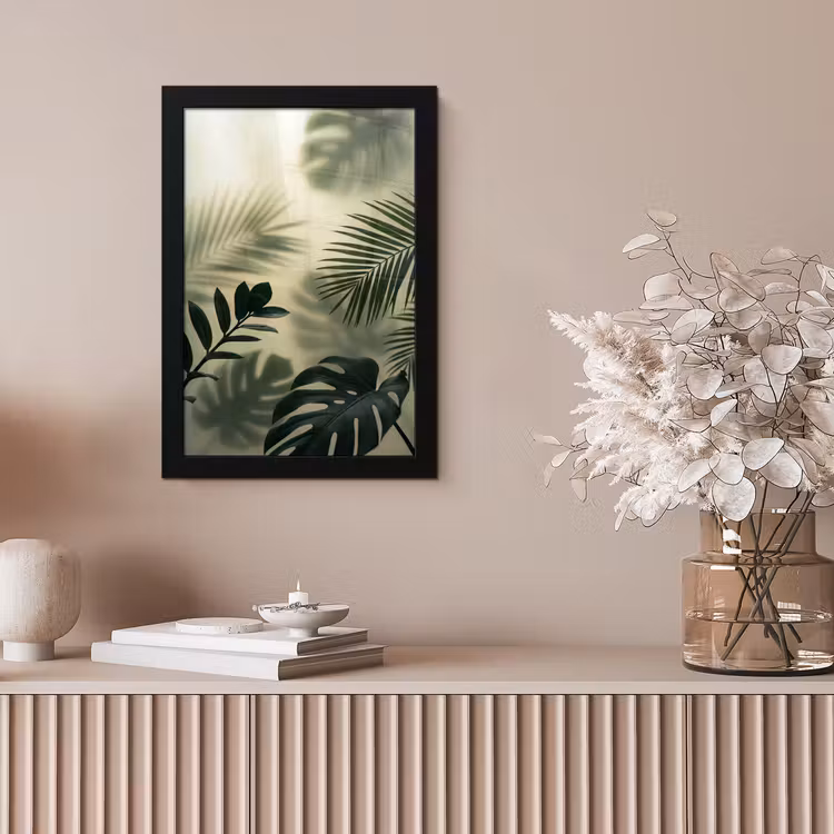 Planten - Bladeren - Schaduwen - Groen - Modern fotolijst zwart zonder passe partout klein -sfeer5