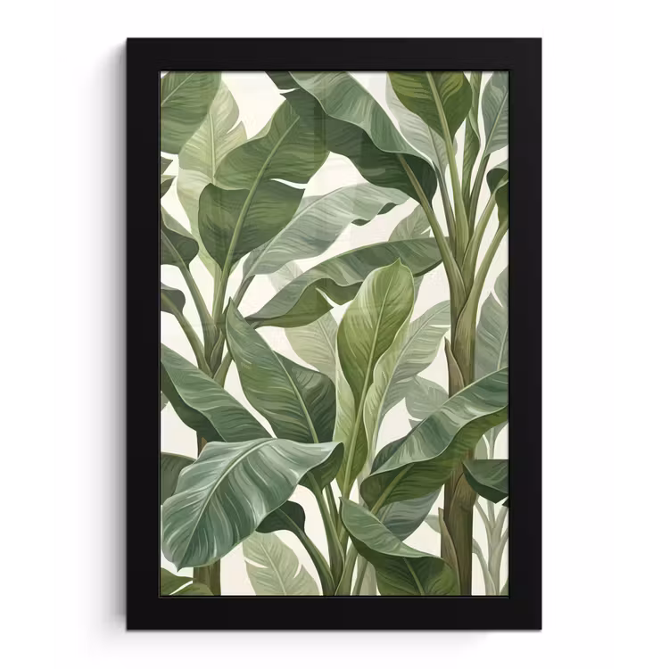Planten - Bladeren - Tropisch - Groen fotolijst zwart zonder passe partout klein -3d