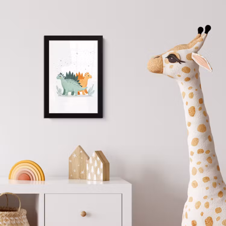 Planten - Sterren - Dinosaurussen - Oranje fotolijst zwart zonder passe partout klein -usfeer4_kinderkamer