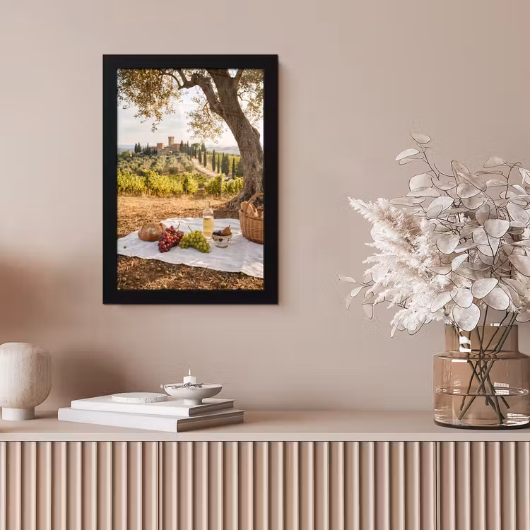 Picknick - Wijngaard - Landschap - Zomer - Eten fotolijst zwart zonder passe partout klein -sfeer5