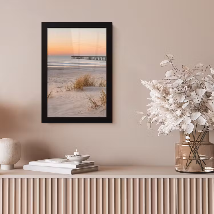 Pier - Zonsondergang - Strand fotolijst zwart zonder passe partout klein -sfeer5