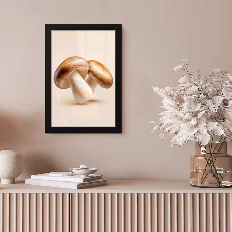 Champignons - Zacht - Beige fotolijst zwart zonder passe partout klein -sfeer5