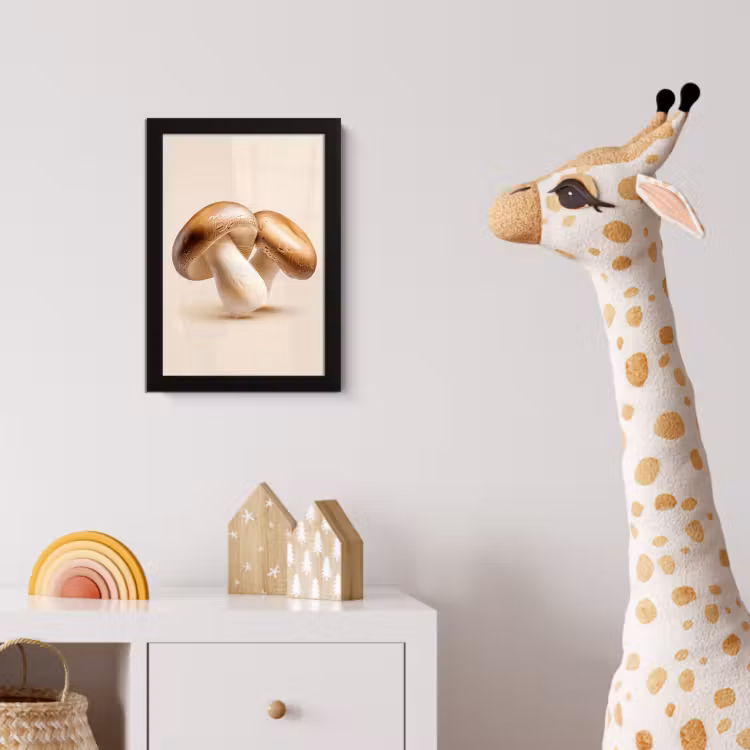 Champignons - Zacht - Beige fotolijst zwart zonder passe partout klein -usfeer4_kinderkamer