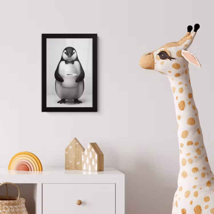 Pinguïn - WC rol - Wit fotolijst zwart zonder passe partout klein -usfeer4_kinderkamer