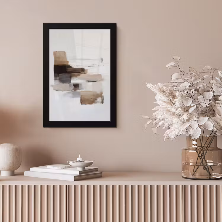 Penseelstreken - Balans - Beige - Bruin fotolijst zwart zonder passe partout klein -sfeer5