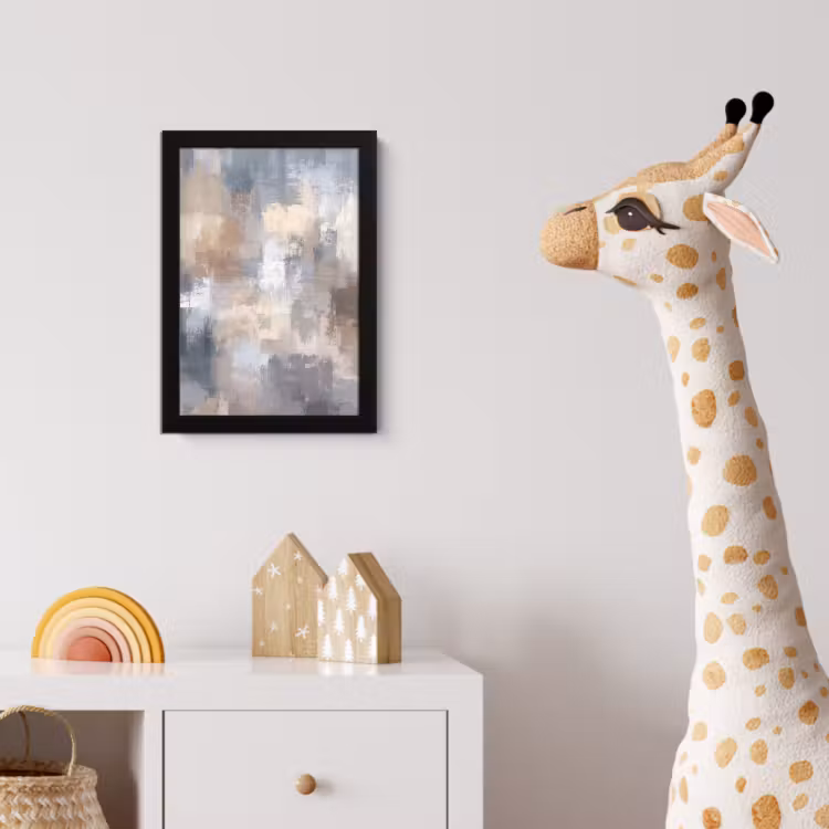 Penseelstreken - Schilderij - Beige fotolijst zwart zonder passe partout klein -usfeer4_kinderkamer