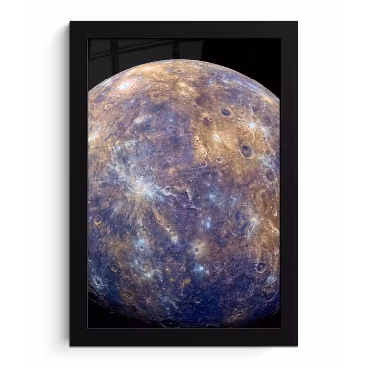 Bilder mit Rahmen - Planet – Krater – Weltraum - Planeet - Kraters - Ruimte fotolijst zwart zonder passe partout klein