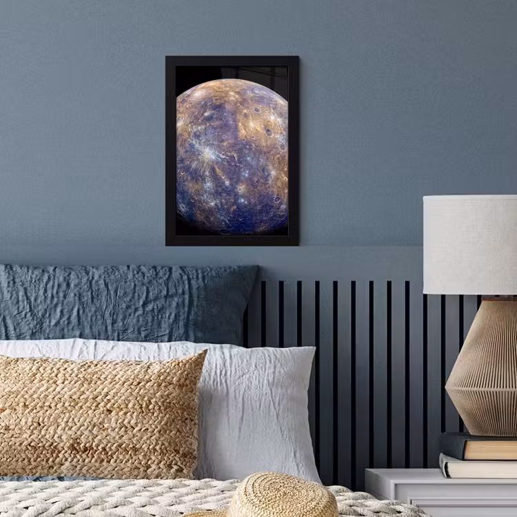 Bilder mit Rahmen - Planet – Krater – Weltraum - Planeet - Kraters - Ruimte fotolijst zwart zonder passe partout klein