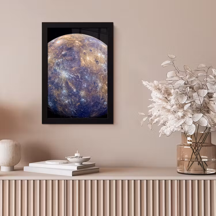 Bilder mit Rahmen - Planet – Krater – Weltraum - Planeet - Kraters - Ruimte fotolijst zwart zonder passe partout klein