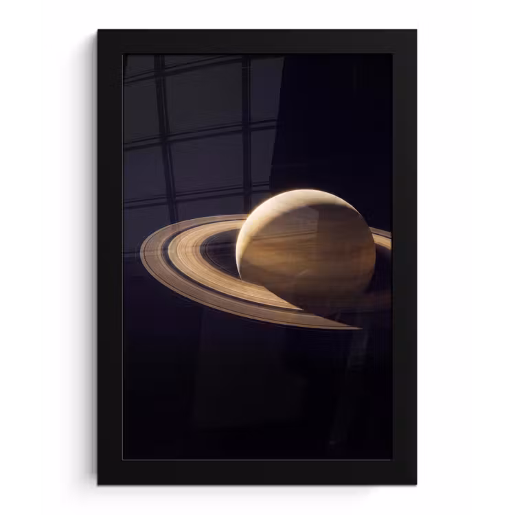 Bilder mit Rahmen - Planet – Ringe – Weltraum - Planeet - Ringen - Ruimte fotolijst zwart zonder passe partout klein