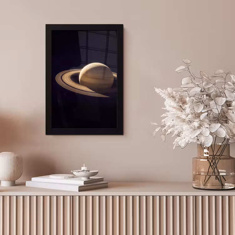 Bilder mit Rahmen - Planet – Ringe – Weltraum - Planeet - Ringen - Ruimte fotolijst zwart zonder passe partout klein