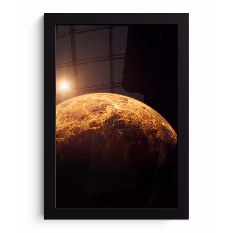 Bilder mit Rahmen - Planet – Weltraum – Orange - Planeet - Ruimte - Oranje fotolijst zwart zonder passe partout klein