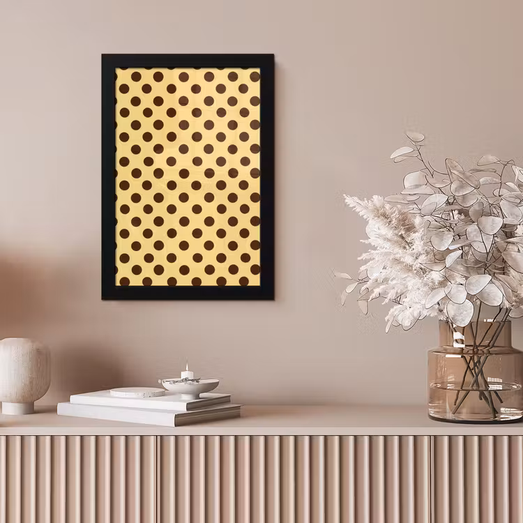 Polka Dot - Stippen - Retro - Geel - Bruin fotolijst zwart zonder passe partout klein 224 -sfeer5