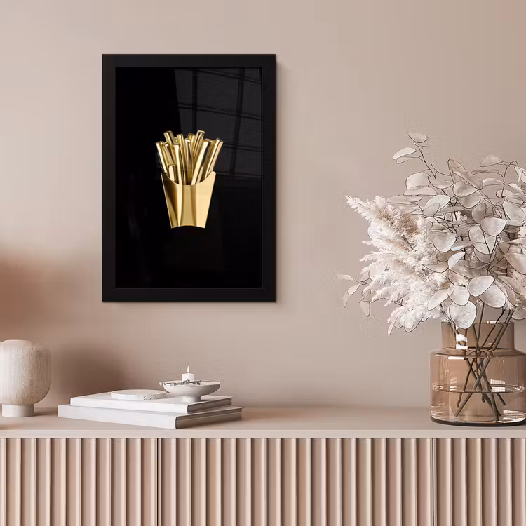 Friet - Goud - Chrome - Eten fotolijst zwart zonder passe partout klein -sfeer5