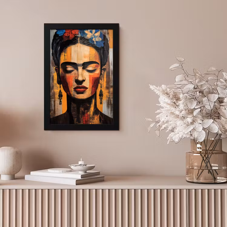 Portret - Vrouw - Bloemen fotolijst zwart zonder passe partout klein -sfeer5