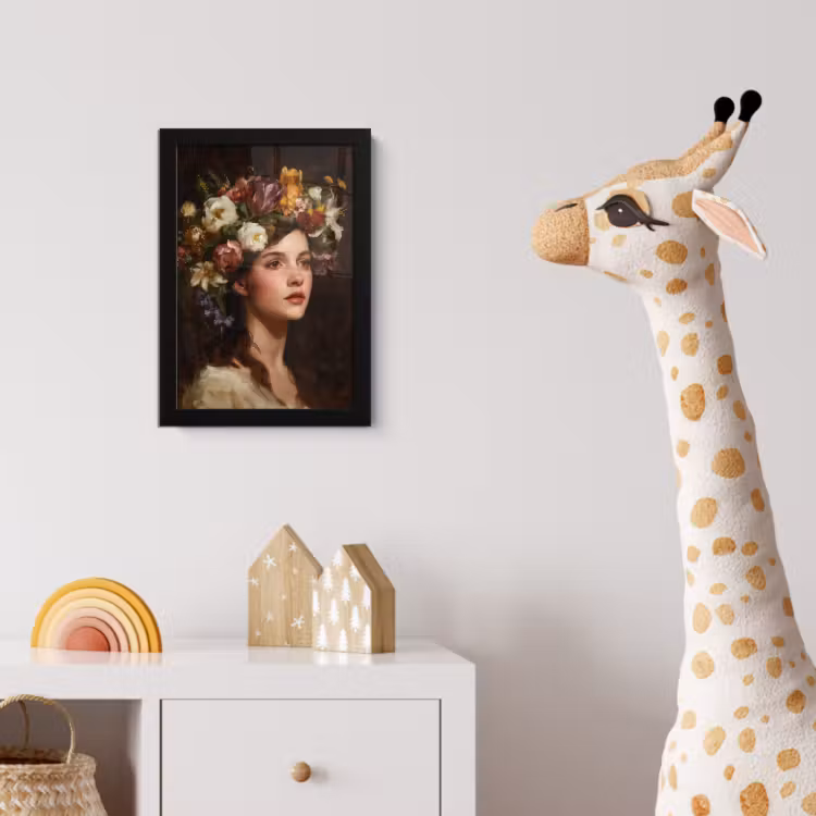 Portret - Vrouw - Bloemen fotolijst zwart zonder passe partout klein -usfeer4_kinderkamer