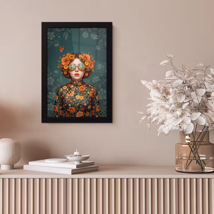 Portret - Vrouw - Kleurrijk - Expressief fotolijst zwart zonder passe partout klein -sfeer5