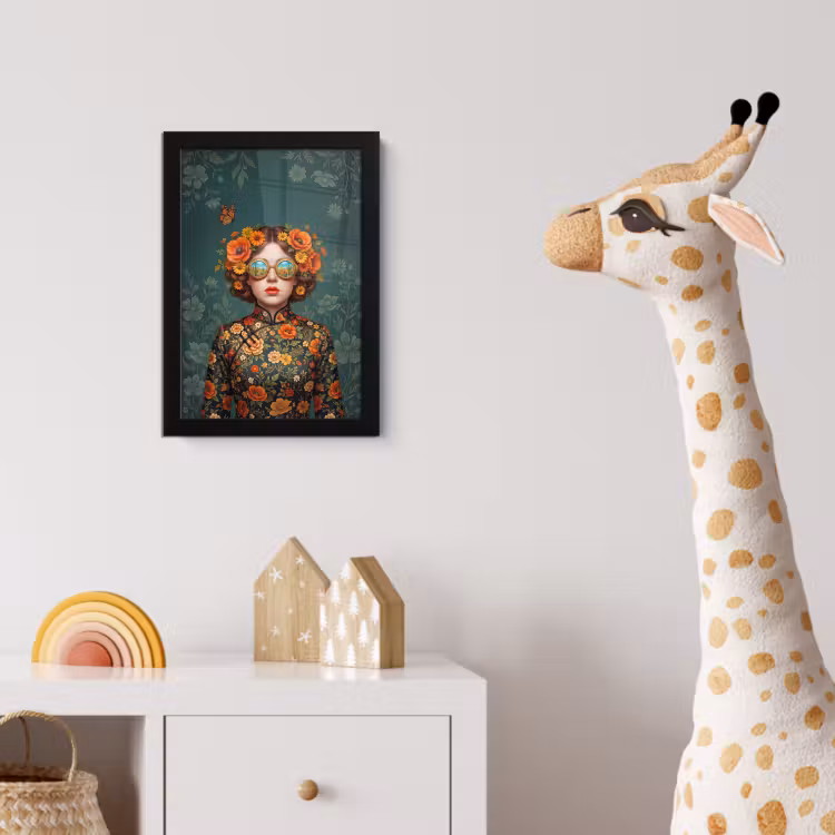 Portret - Vrouw - Kleurrijk - Expressief fotolijst zwart zonder passe partout klein -usfeer4_kinderkamer
