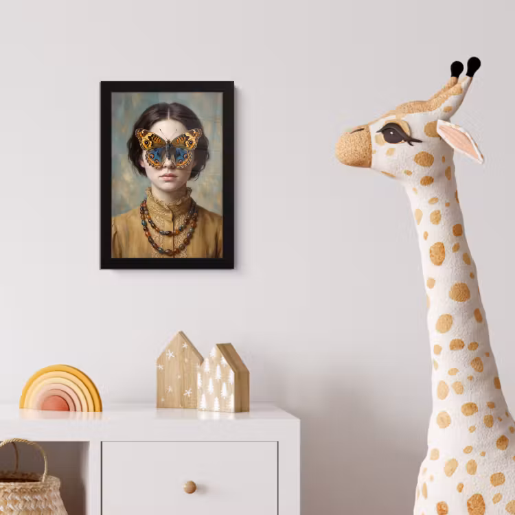 Portret - Vlinder - Kleurrijk fotolijst zwart zonder passe partout klein -usfeer4_kinderkamer