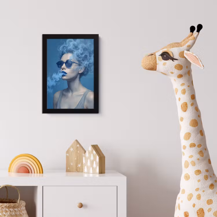 Portret - Zonnebril - Rook - Abstract - Blauw fotolijst zwart zonder passe partout klein -usfeer4_kinderkamer