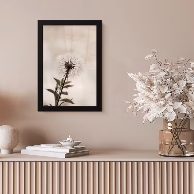 Paardenbloem - Minimalistisch - Wit fotolijst zwart zonder passe partout klein -sfeer5