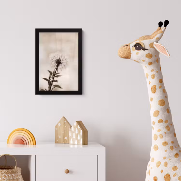 Paardenbloem - Minimalistisch - Wit fotolijst zwart zonder passe partout klein -usfeer4_kinderkamer