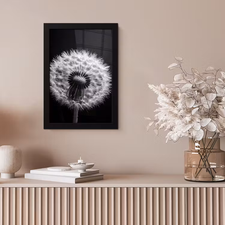 Paardenbloem - Zwart - Wit fotolijst zwart zonder passe partout klein -sfeer5