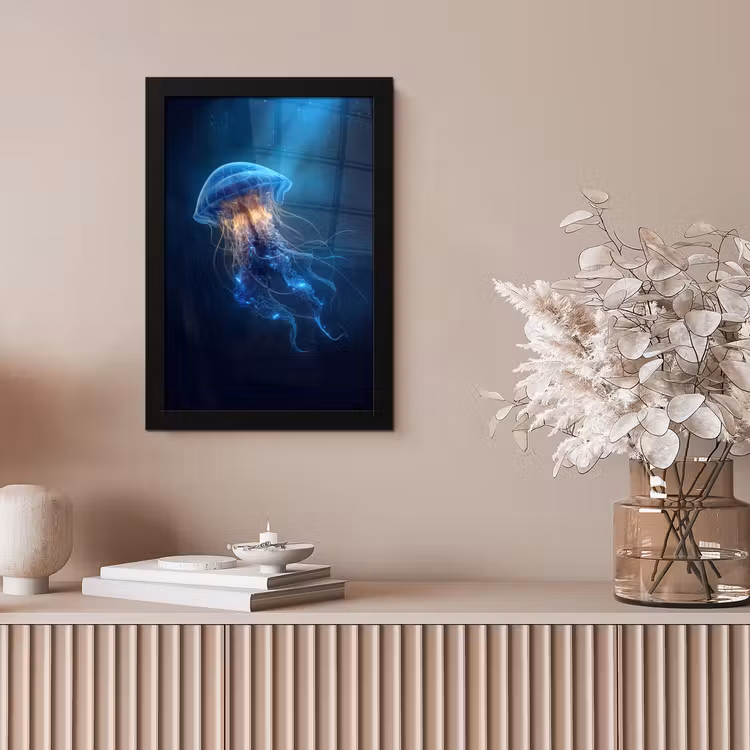 Kwal - Lichtgevend - Tentakels - Blauw fotolijst zwart zonder passe partout klein -sfeer5