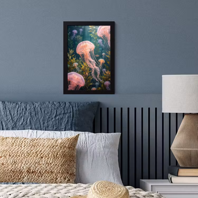 Kwal - Roze - Onderwater - Zeeleven - Dieren fotolijst zwart zonder passe partout klein -sfeer3
