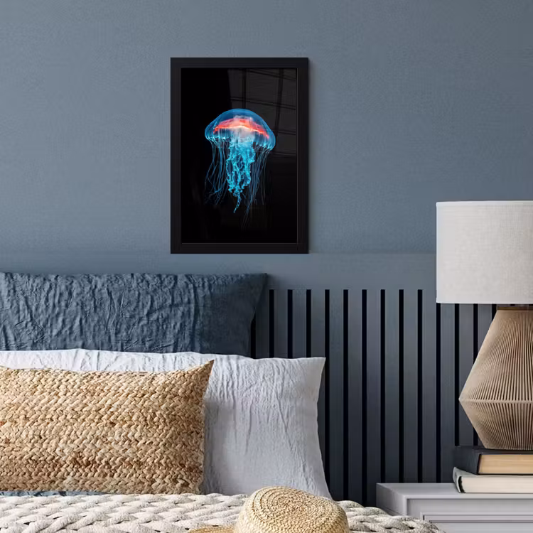 Kwal - Tentakels - Blauw - Licht fotolijst zwart zonder passe partout klein -sfeer3