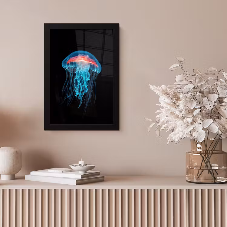 Kwal - Tentakels - Blauw - Licht fotolijst zwart zonder passe partout klein -sfeer5