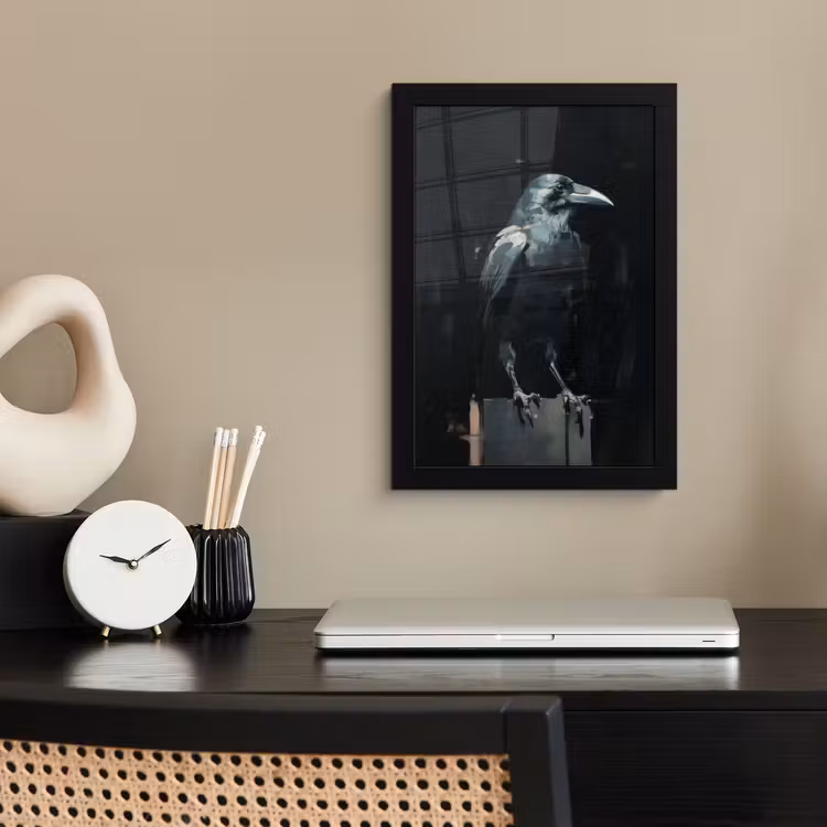 Raaf - Vogels - Zwart fotolijst zwart zonder passe partout klein -sfeer1