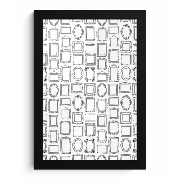 Lijsten - Patroon - Decoratie - Schets - Zwart-wit fotolijst zwart zonder passe partout klein -3d