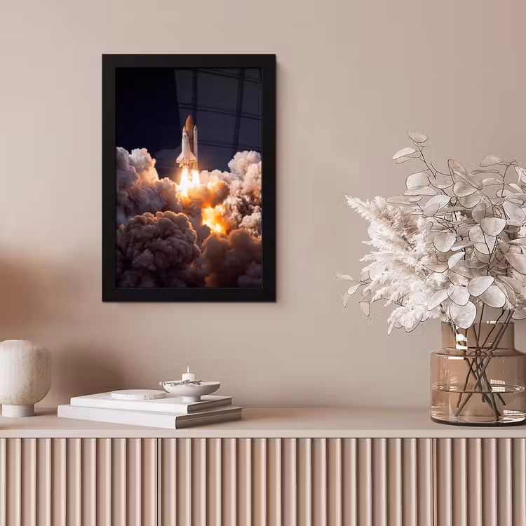 Bilder mit Rahmen - Raumfahrzeug – Start – Sterne - Ruimtevaartuig - Lancering - Sterren fotolijst zwart zonder passe partout klein